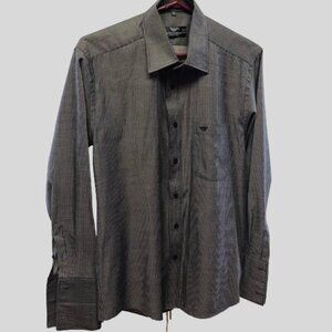 Giorgio Armani Long Sleeve Grey/Black Pinstripe Dress Shirt Size 16